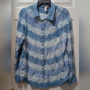 Anthropologie Pilcro Tie Dye Textured Button Down Shirt size Large Janesse